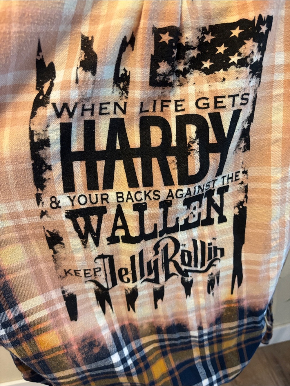 Handmade one of a kind Country Music Graphic Back Plaid Flannel Shirt - Picture 2 of 6
